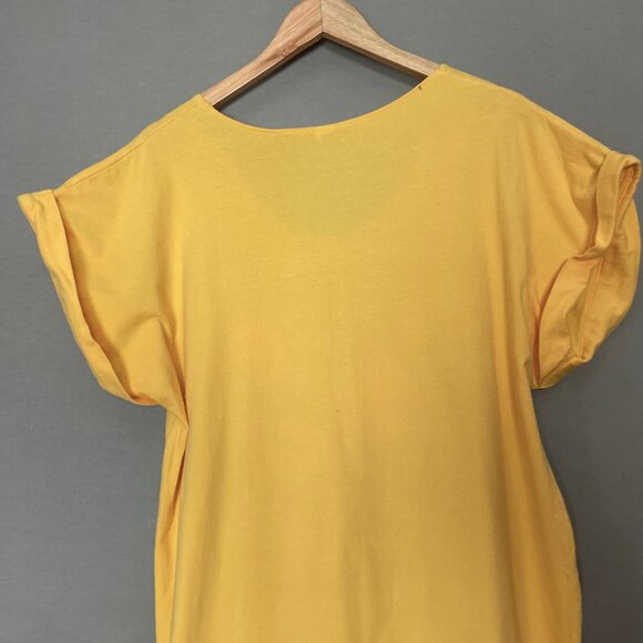 Oversized‎ T-Shirt Swimsuit Cover-Up Sleepshirt Butterflies Flowers Sz 1X Yellow - Picture 5 of 15